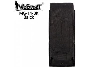 Sumka Single MOLLE na zásobník M4 s chlopní - černá, Wosport