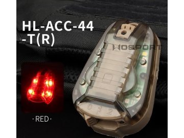 Signální/poziční světlo na helmu - pískové/červené, Wosport
