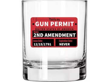 Sklenice na whisky - Gun Permit, 295ml, Lucky Shot USA
