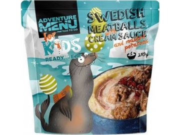 KIDS Švédské masové kuličky s krémovou omáčkou a bramborovou kaší, Adventure Menu