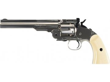 Airsoftový revolver Schofield 6" - stříbrný, celokov, CO2, GNB, ASG