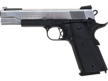 Airsoftová pistole Colt 1911 - černá/stříbrná, celokov, GBB, CyberGun/SRC