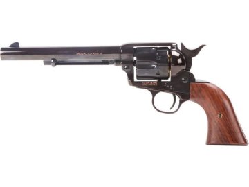 King Arms Airsoftový revolver SAA .45 Peacemaker M 6" - Electroplating Black, celokov, GNB, Verze 2, King Arms 01