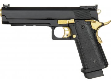 Airsoftová pistole 794 - černá/zlatá, kovový závěr, GBB, DBoys/Double Bell