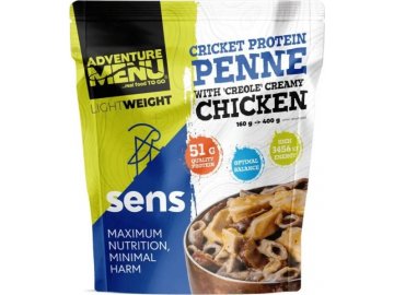 SENS Cvrččí proteinové penne s kuřecím masem v kreolské omáčce - 400g, Lightweight, Adventure Menu