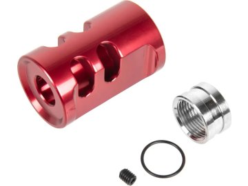 TTI CNC hliníkový kompenzátor typ A pro AAP-01 - červený, 14mm levotočivý, TTI Airsoft 01