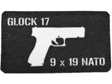 Textilní nášivka GLOCK 17 9mm - Černobílá, A.C.M.