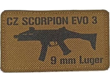 Textilní nášivka CZ SCORPION EVO 3 9mm - Coyote, A.C.M.