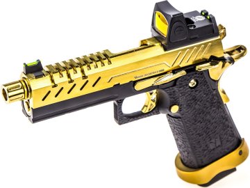 Airsoftová pistole Hi-Capa 4.3 s kolimátorem - zlatá, GBB, VORSK