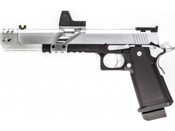 Airsoftová pistole Hi-Capa DRAGON včetně BDS - stříbrná/černá, kovový závěr, GBB, Raven