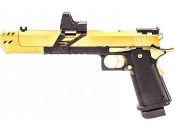 Airsoftová pistole Hi-Capa DRAGON včetně BDS - zlatá/černá, kovový závěr, GBB, Raven