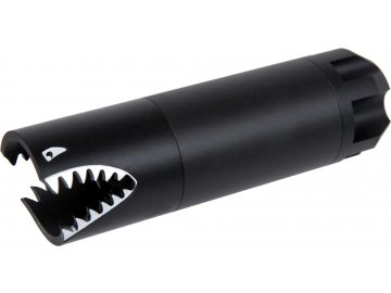 Nasvětlovací tlumič Shark s imitací výšlehu 130x38mm - černý, 14mm levotočivý, Wosport