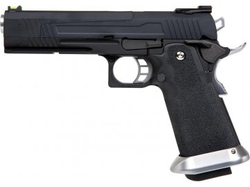 Airsoftová pistole HX 1032 - černá, kovový dělený závěr, Full Auto, GBB, Armorer Works Custom