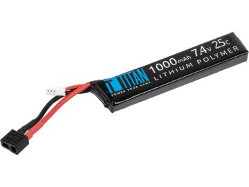 TTN Li-Pol akumulátor Titan 7,4V 1000mAh 25C - Stick (buffer), Dean-T 01