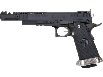 AWO Airsoftová pistole .38 SuperComp HX2432 - černá, CNC závěr, GBB, Armorer Works Custom 01