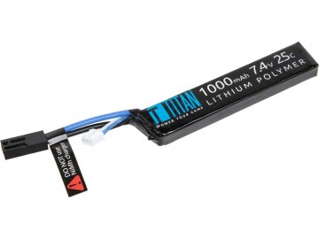TTN Li-Pol akumulátor Titan 7,4V 1000mAh 25C - Stick (buffer), Tamiya 01