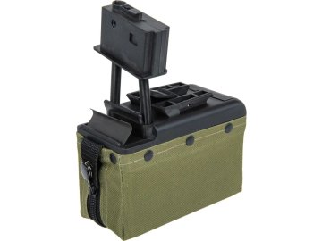 AIK Krabicový zásobník pro M249 - olivový OD, 2000bb, elektrický, A&K 01