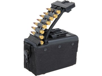 AIK Krabicový zásobník pro M249 s imitací nábojů - černý, 2000bb, elektrický, A&K 01