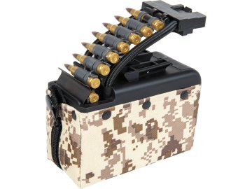 AIK Krabicový zásobník pro M249 s imitací nábojů - Digital Desert, 2000bb, elektrický, A&K 01