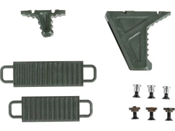 JJA Přední rukojeť / grip typu Hand Stop na KeyMod/M-LOK - olivová, nylon, JJ Airsoft, JA-1392 01