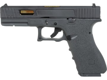 EIC Airsoftová pistole EC-1105 - černá, zlatá vnější hlaveň, kovový závěr, GBB, E&C 01