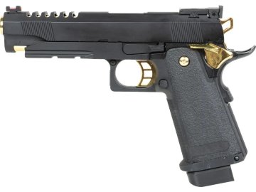 EIC Airsoftová pistole EC-2104 - černá, zlaté doplňky, kovový závěr, GBB, E&C 01