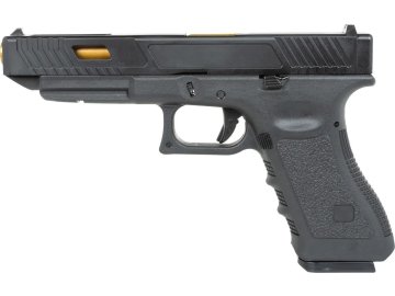 EIC Airsoftová pistole EC-1202 - černá, zlatá vnější hlaveň, kovový závěr, GBB, E&C 01