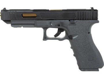 EIC Airsoftová pistole EC-1203 - černá, zlatá vnější hlaveň, kovový závěr, GBB, E&C 01