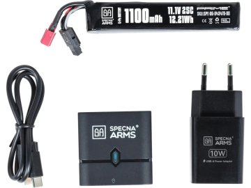 Sada nabíječe EASY NANO CHARGER 10W pro Li-Pol a akumulátor Li-Pol 11,1V 1100mAh 25C T-Dean, Specna Arms 01