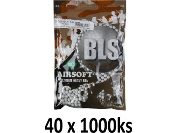 BLS Airsoftové kuličky BLS Ultimate Heavy BIO 0,40g, 1000bb, bílé, 40x 01