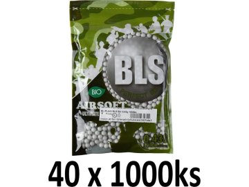 BLS Airsoftové kuličky BLS Ultimate Heavy BIO 0,43g, 1000bb, bílé, 40x 01