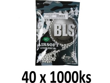 BLS Airsoftové kuličky BLS Ultimate Heavy BIO 0,45g, 1000bb, bílé, 40x 01