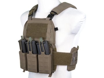 Taktická vesta / Plate Carrier se sumkou na 3 zásobníky M4 - Ranger Green, Wosport 01