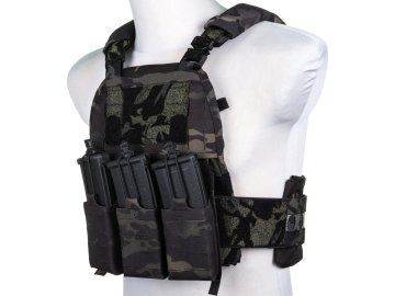 Taktická vesta / Plate Carrier se sumkou na 3 zásobníky M4 - MC Black, Wosport 01