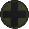 Textilní kruhová nášivka černý kříž - zelený podklad, Army