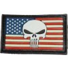 Plastové 3d patche 3D gumová nášivka PUNISHER US FLAG Patch - Barevná 01