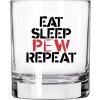 Luc Sklenice na whisky - Eat sleep PEW repeat, 295ml, Lucky Shot USA 01