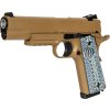 DBY Airsoftová pistole 739 (M1911 CQBP) - písková TAN, kovový závěr, GBB, DBoys/Double Bell 04