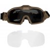 Taktické brýle s ventilátorem - tmavé, pískový rám, GFC 05