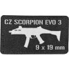 Textilní nášivka CZ SCORPION EVO 3 9mm - Černobílá, A.C.M.