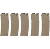 SPE Set Mid-Cap zásobníků pro M4 - Flat Dark Earth, polymer, tlačný, 120bb, 5ks, Specna Arms 01