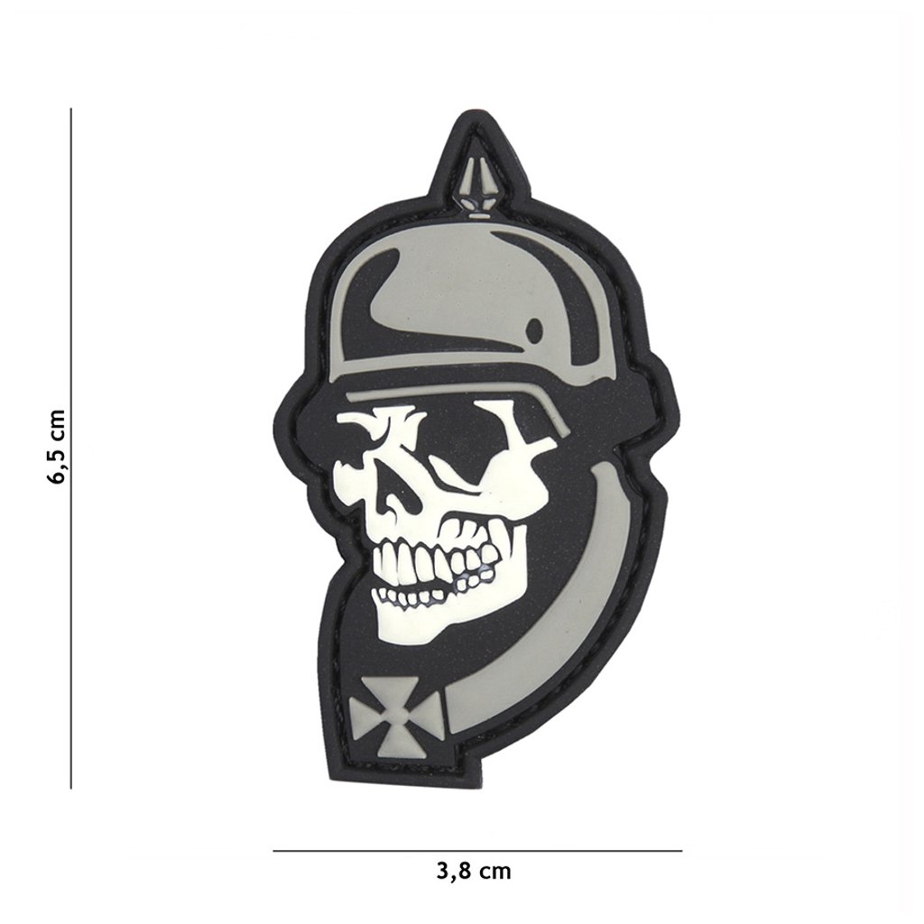 WW I skull Velcro patch (3D plastic) - grey (101 INC)