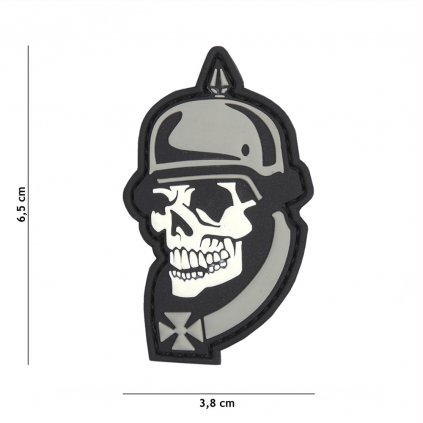 Nášivka na suchý zip WW I skull (plast 3D) - grey (101 INC)