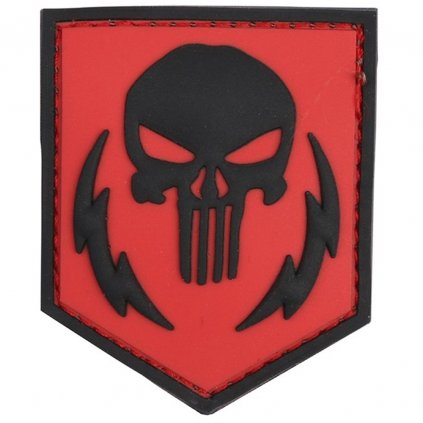Nášivka na suchý zip Punisher thunder strokes (plast 3D) - red (101 INC)