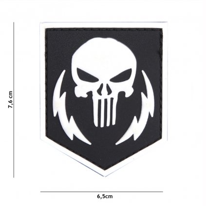Nášivka na suchý zip Punisher thunder strokes (plast 3D) - white (101 INC)