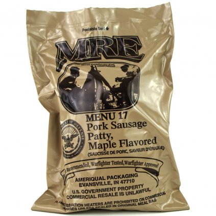 MRE Menu 17 PORK SAUSAGE PATTY, MAPLE FLAVORED