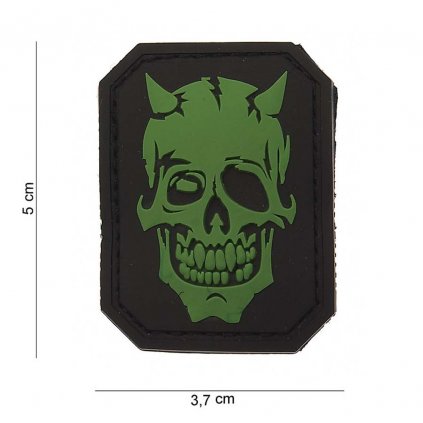 Nášivka na suchý zip Devil Skull (plast 3D) - black/olive (101 INC)