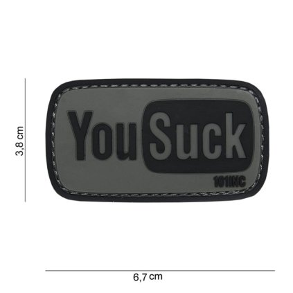 Nášivka na suchý zip You Suck (plast 3D) - grey (101 INC)