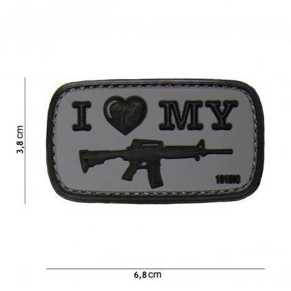 Nášivka na suchý zip I Love My M4 (plast 3D) - černá (101 INC)