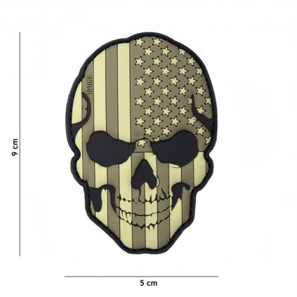 Nášivka na suchý zip Skull USA subdued (plast 3D) (101 INC)